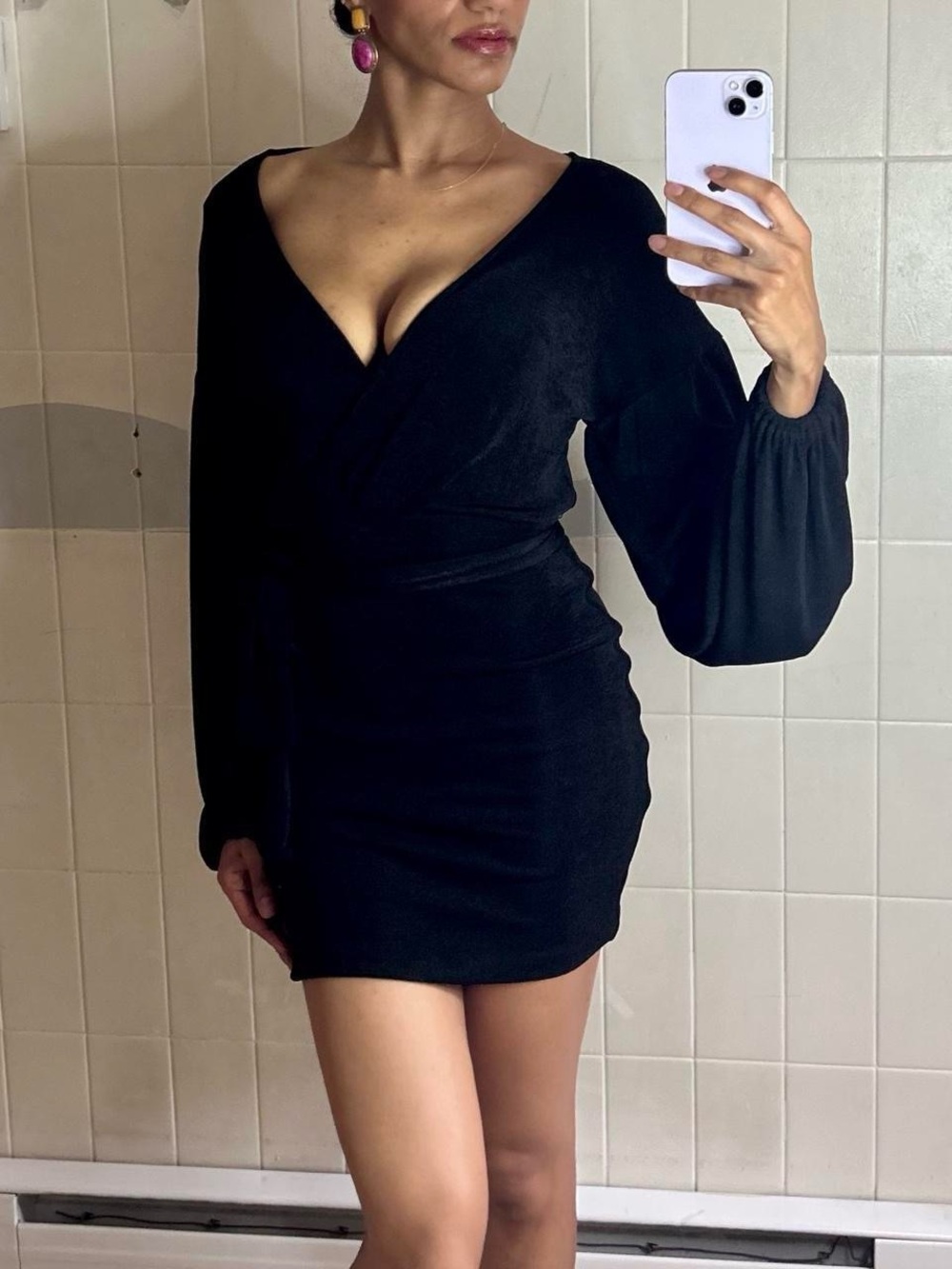 Princess Polly Black Long Sleeve Mini Dress